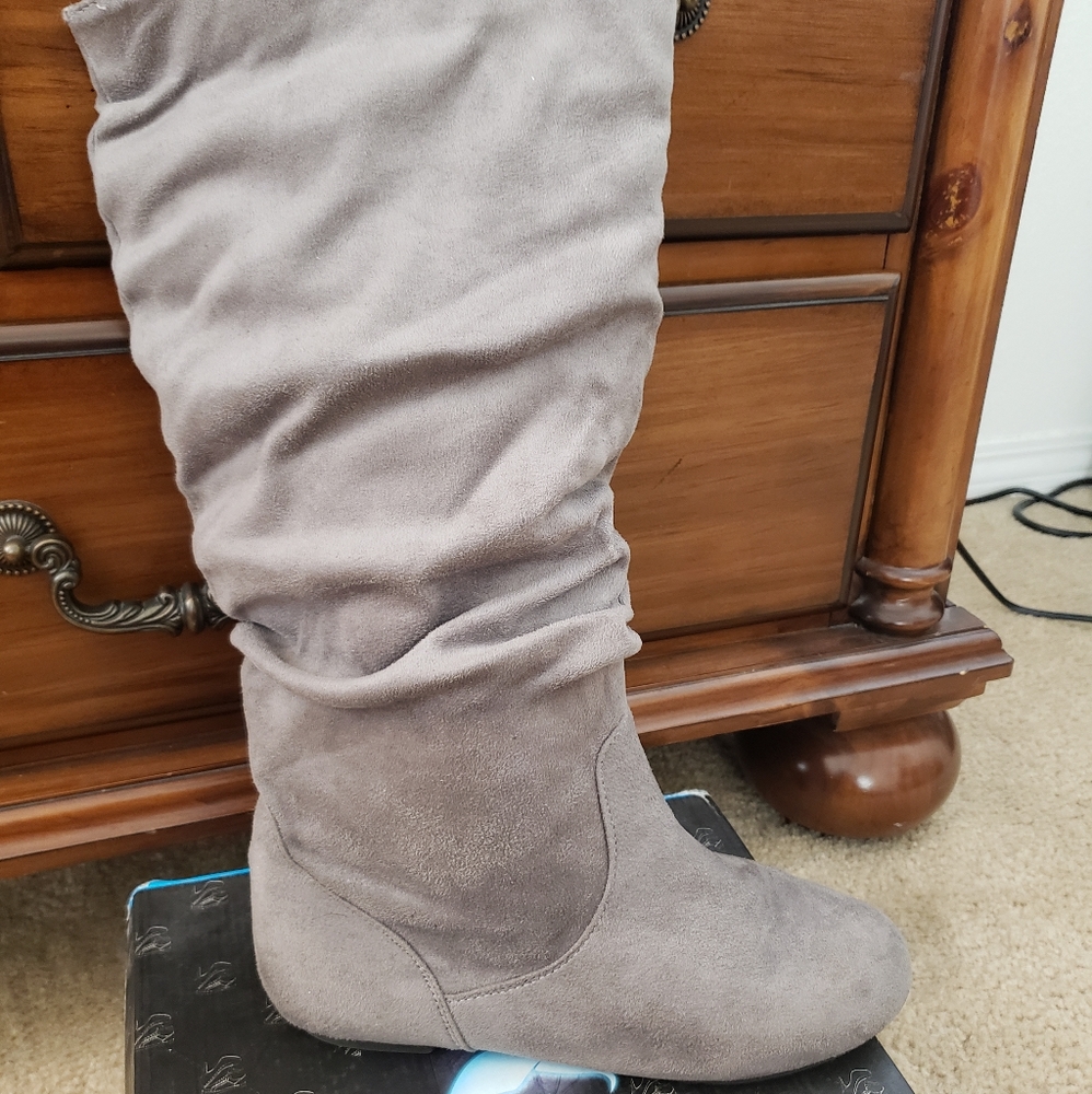 Grey suede boots